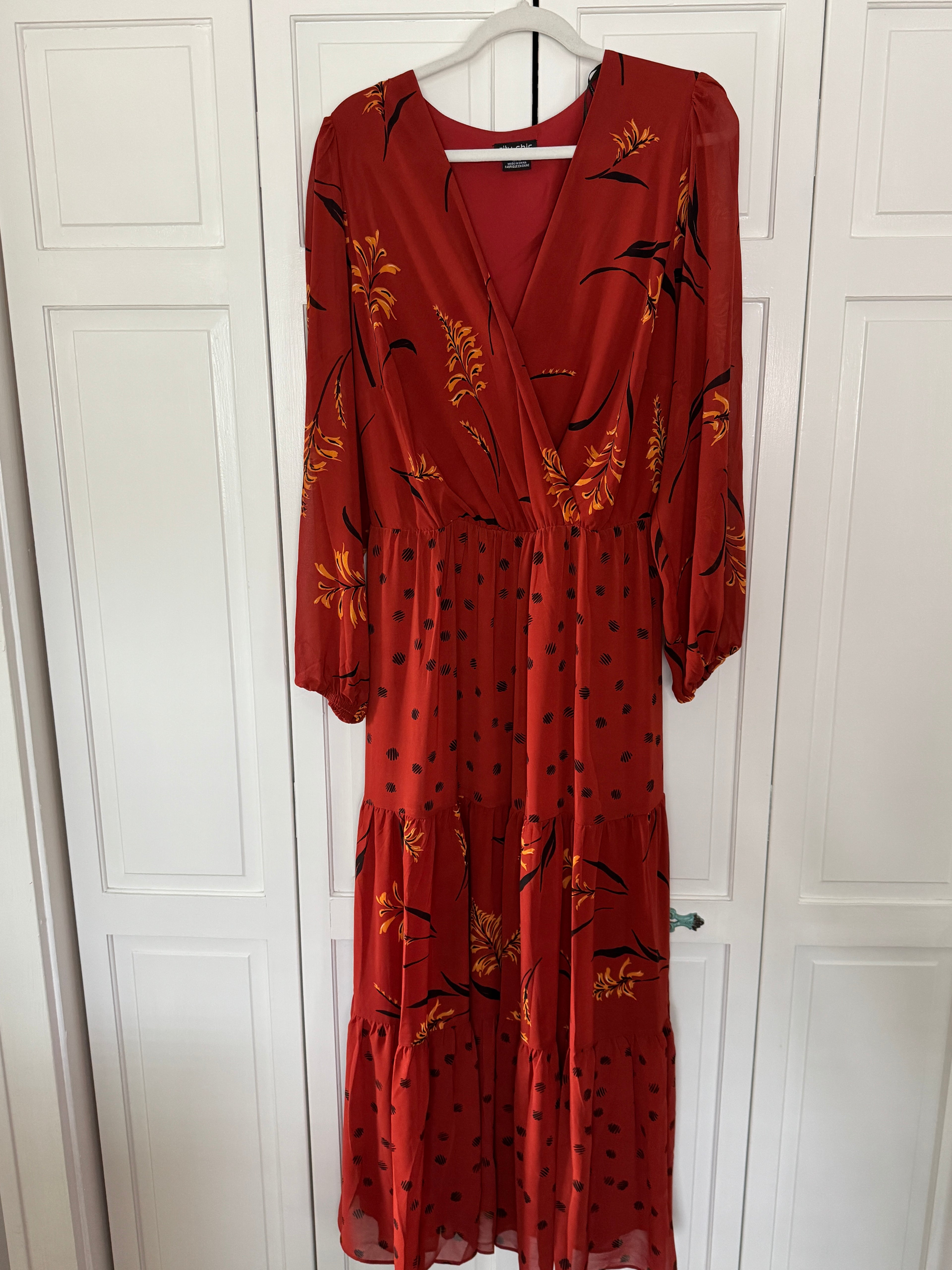 Burgundy Maxi Dress by City Chic Size 18 Pre-worn