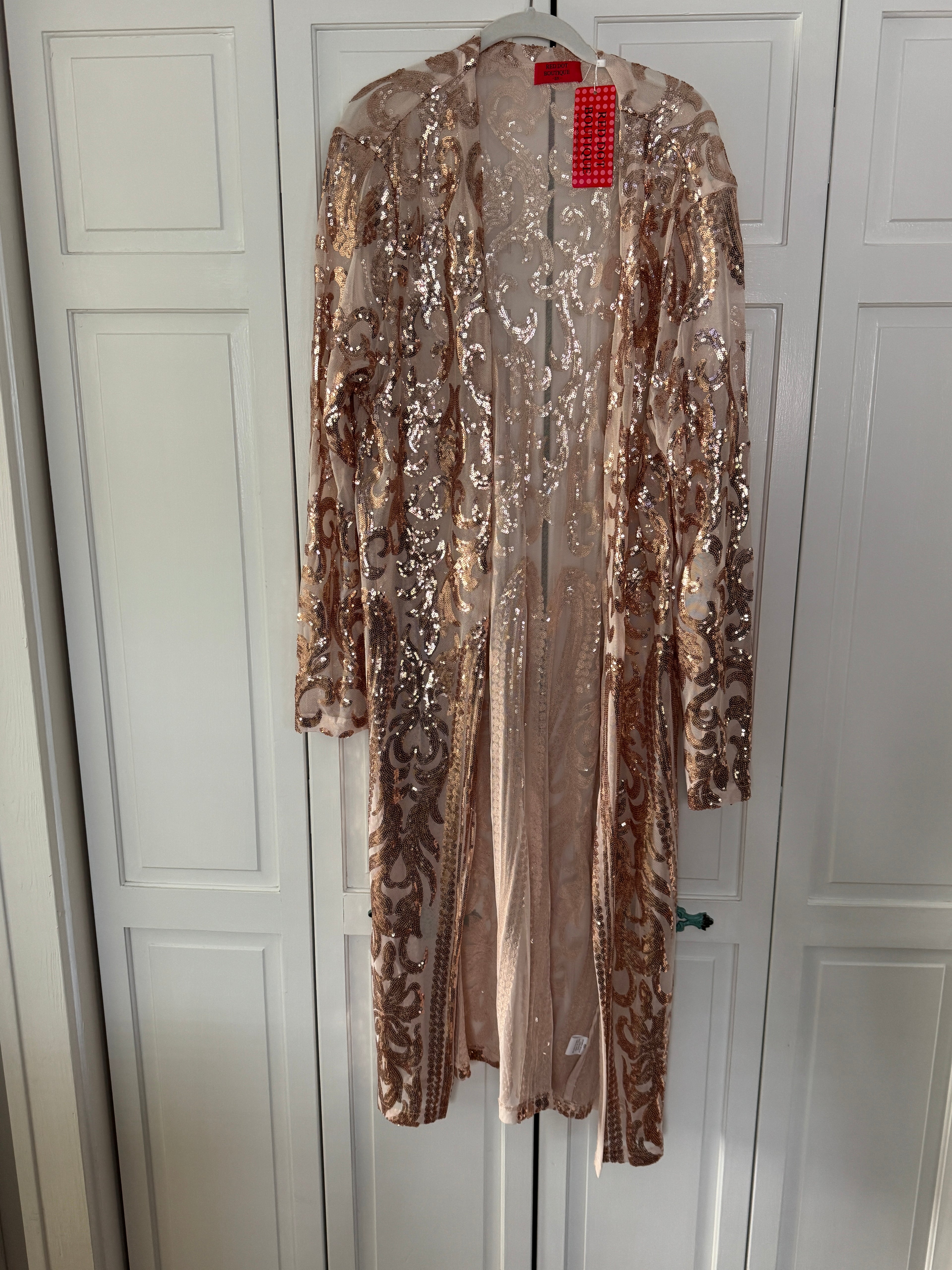 Champagne Sequined Cardigan never worn size 3xl