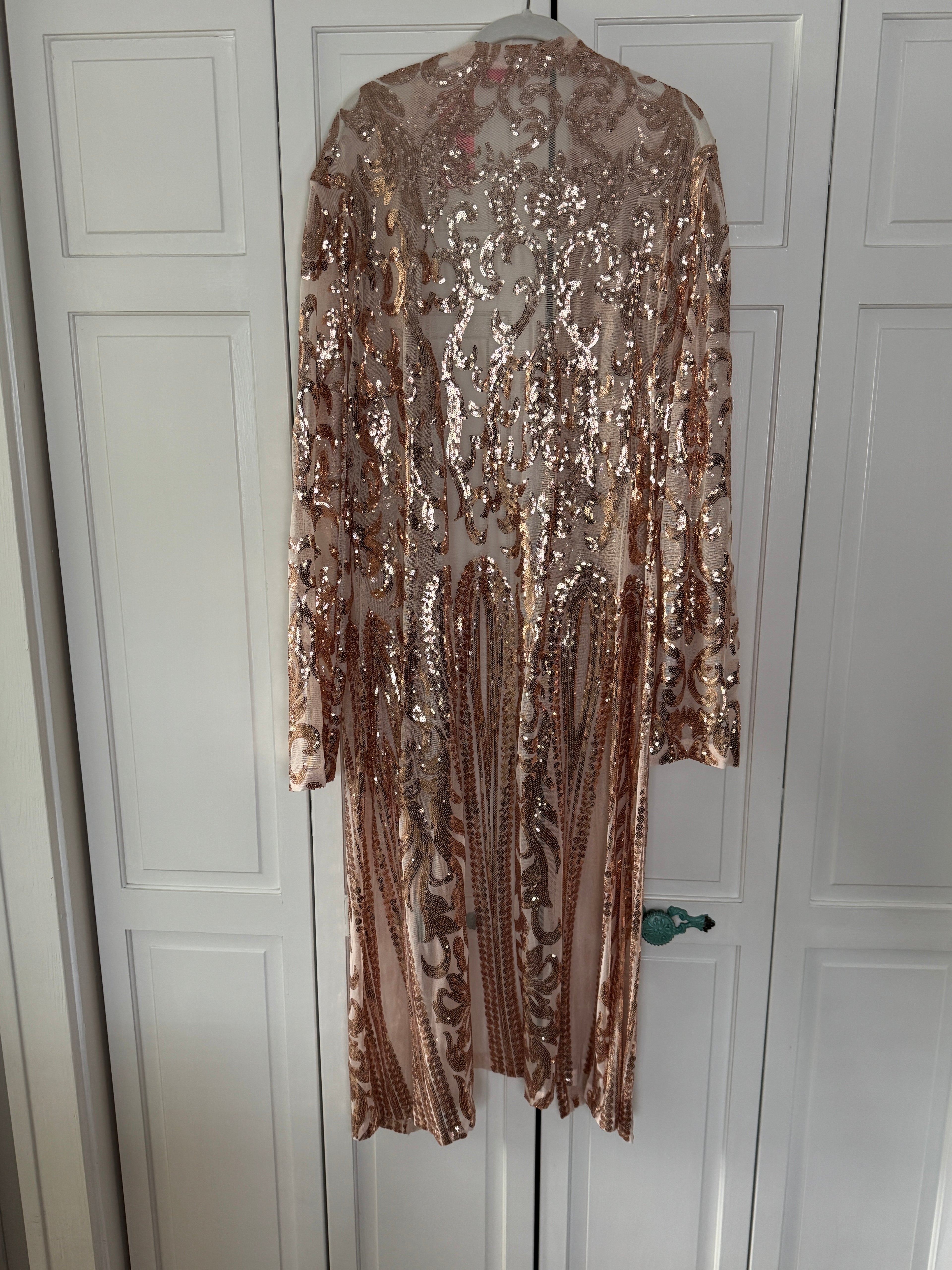 Champagne Sequined Cardigan never worn size 3xl