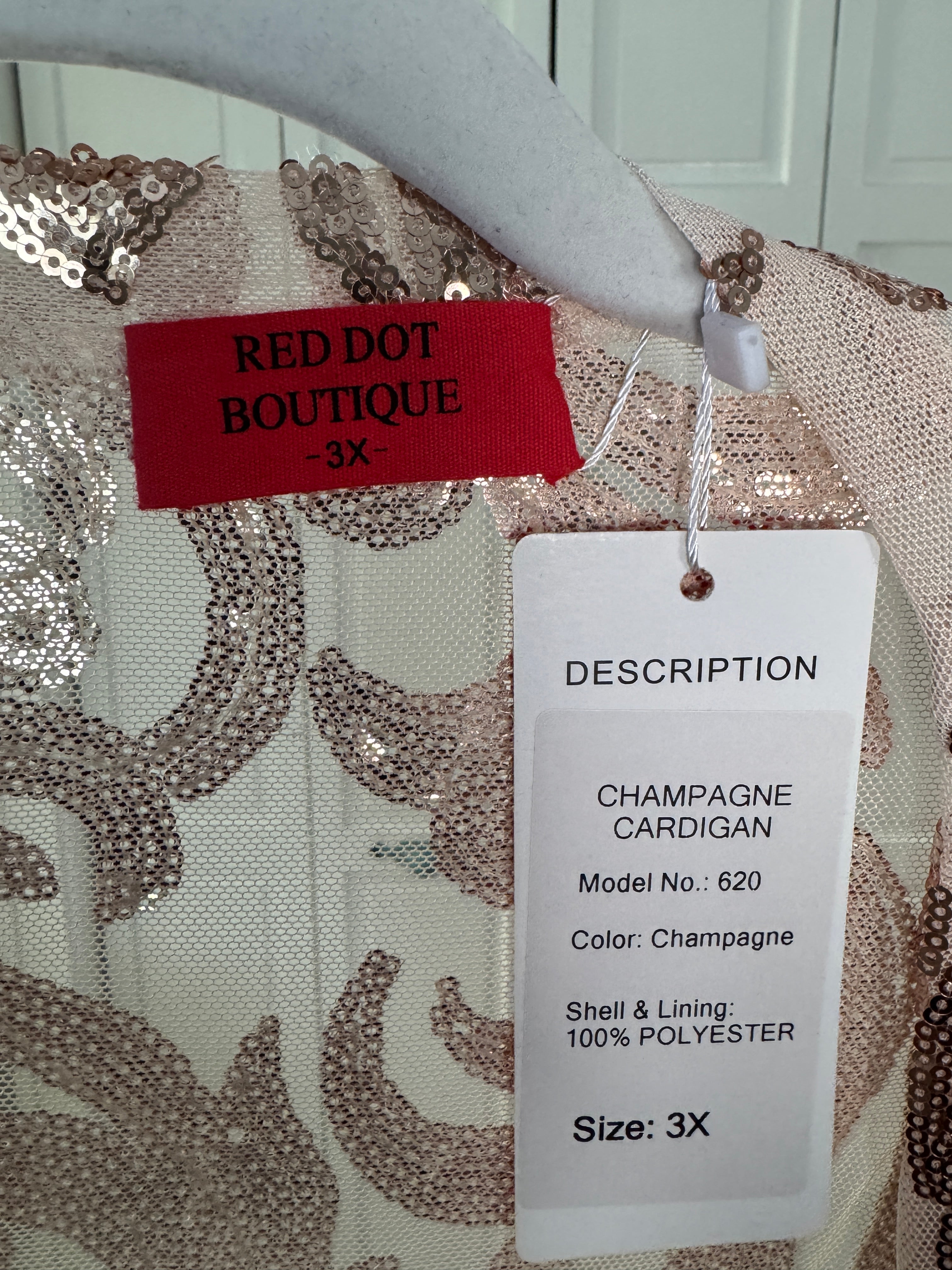Champagne Sequined Cardigan never worn size 3xl