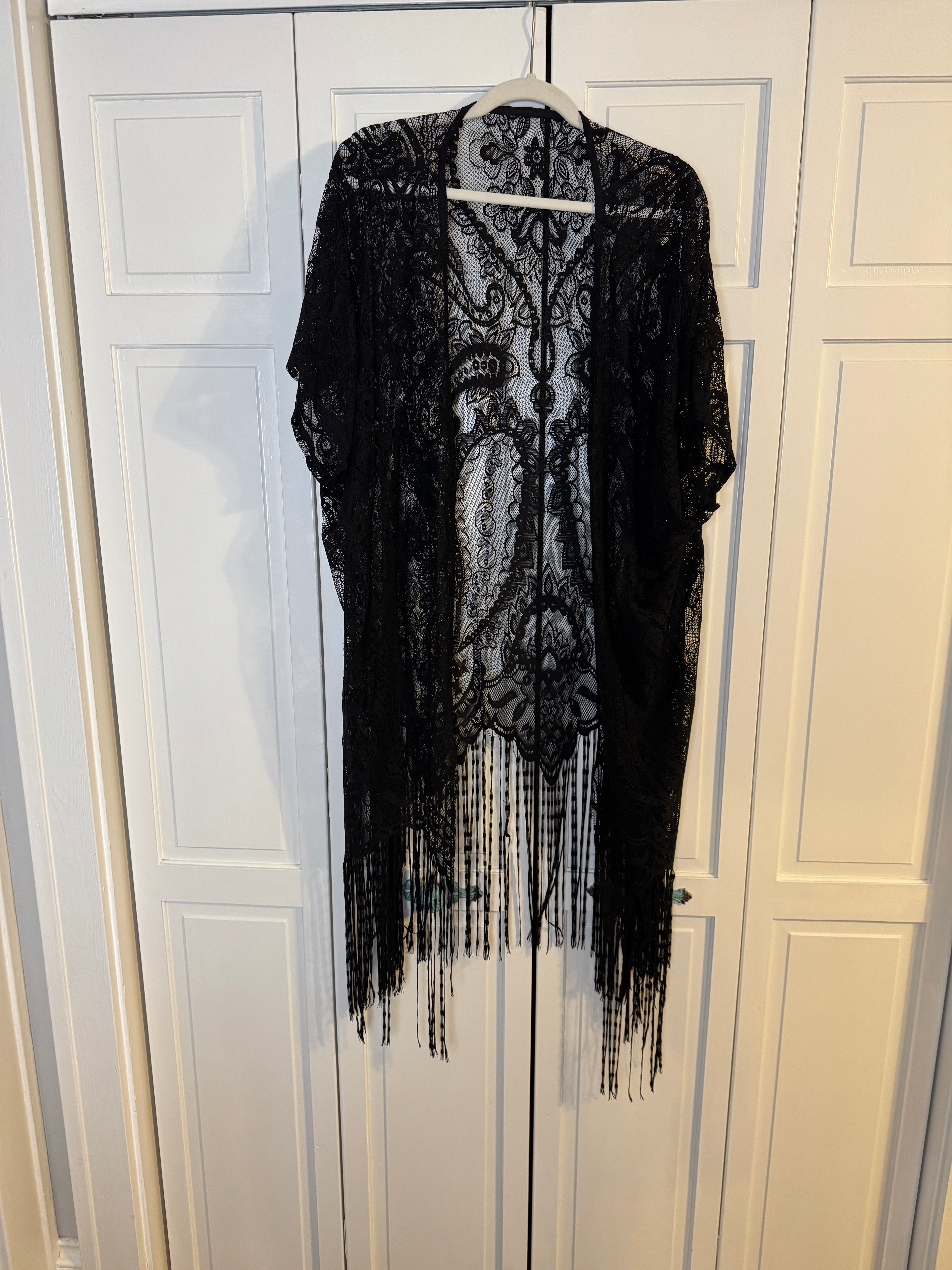 Black Lace cardigan one size pre worn