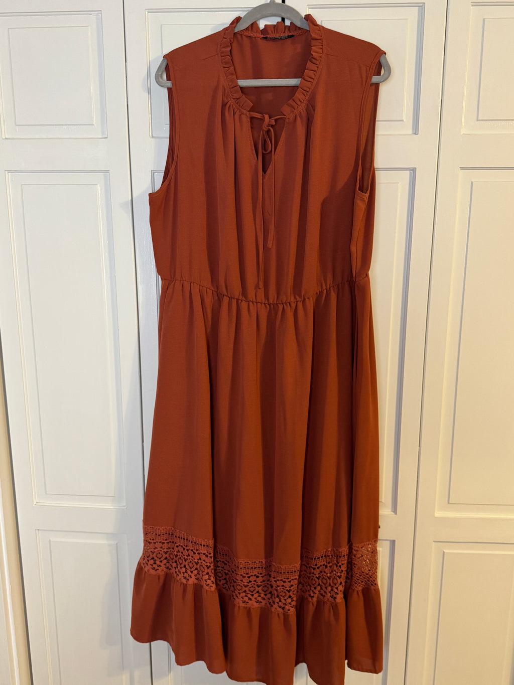 Burnt orange sleeveless maxi dress from Bloomchic pre-worn size 22-24