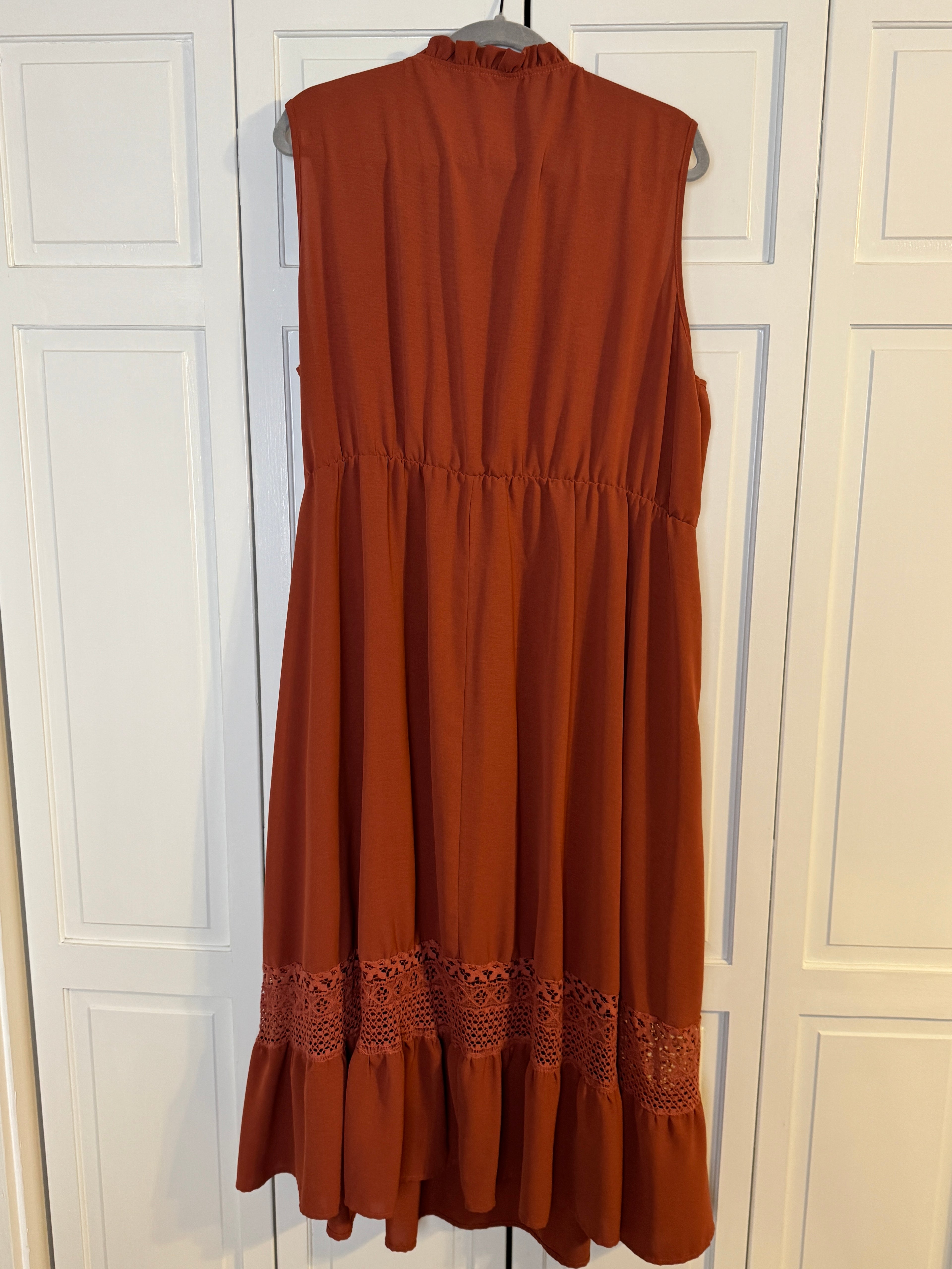 Burnt orange sleeveless maxi dress from Bloomchic pre-worn size 22-24